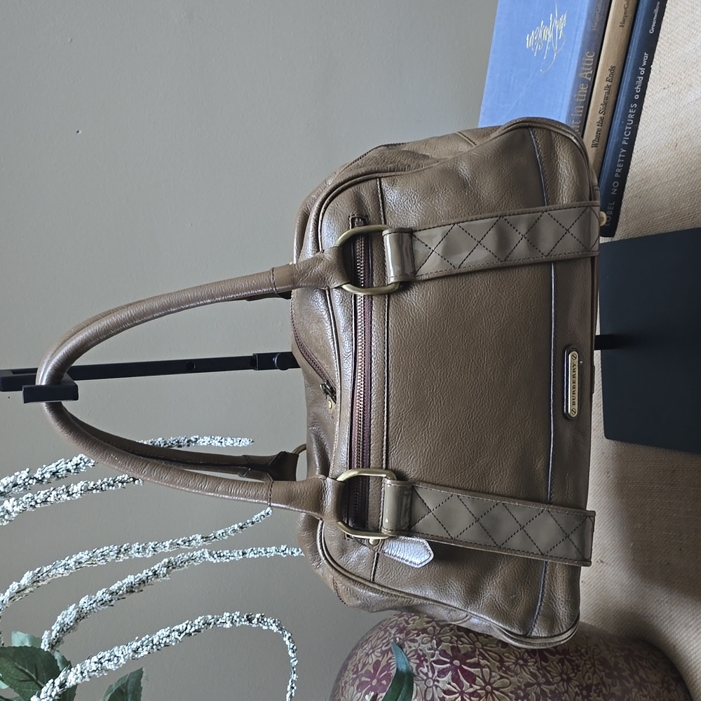 Burberry Boston Bag - Ashbury Brown Leather Tote nova check interior